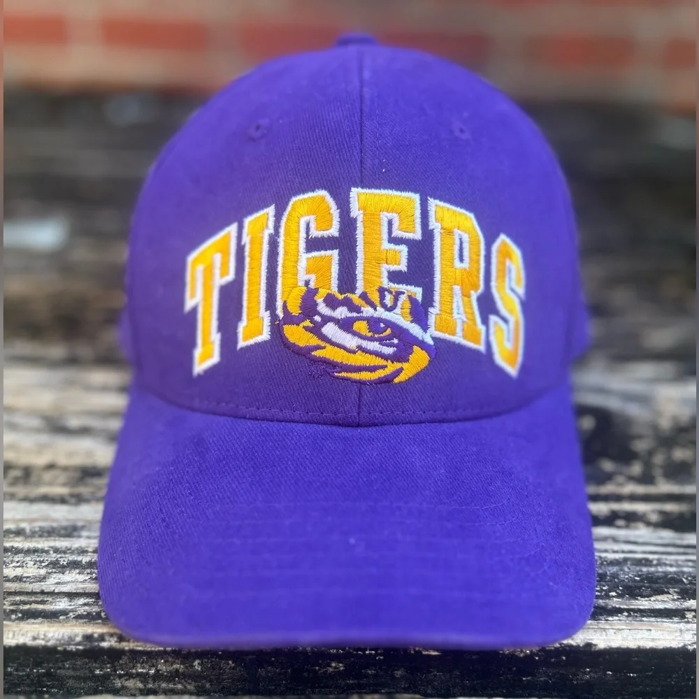 Pair (2) of Captivating Headwear LSU Tigers Adjustable Baseball Hats Purple Gold